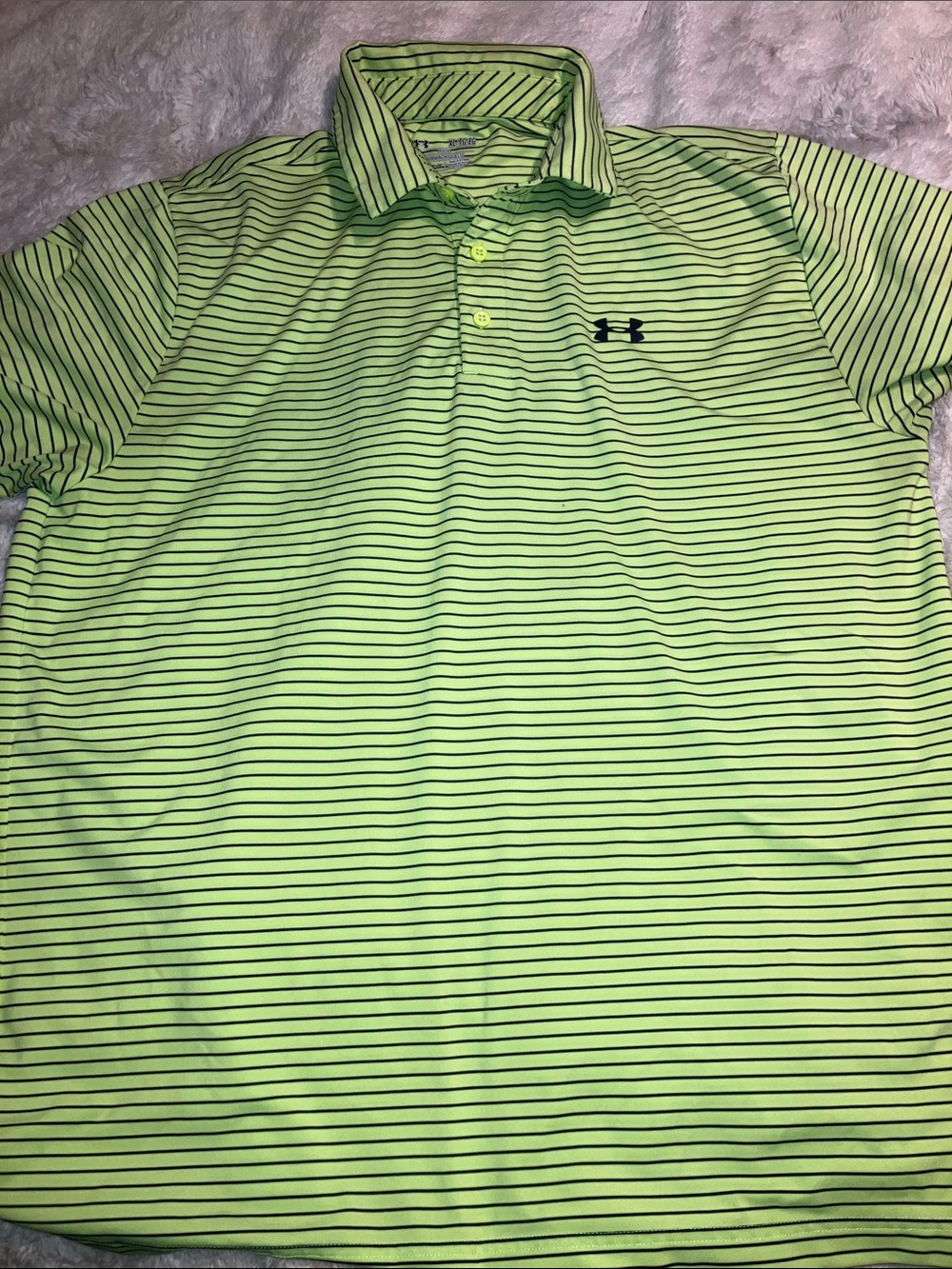 NWT Under Armour Neon Lime Striped Performance Polo